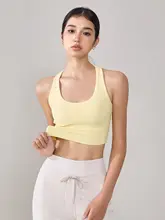 DCW 運動用ハーフトップ【女性用・ブラカップ付き・トレーニング・フィットネス・ヨガ・美背デザイン】