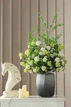 高級造花 スノーボールアジサイ【木製ベース・欧風インテリア・アートフラワー】