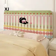 愛らしいハートと猫デザインの全包型ベッドヘッドカバー【防塵・伸縮性あり】