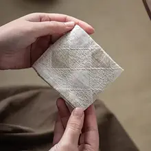 レトロダイヤモンド柄のコットンリネン茶巾【手作り・防熱・ティーブル用】