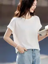 黒色リネン丸首フリル袖Tシャツ【女性用・夏用・軽やかなデザイン】