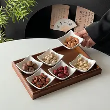 中華風陶器の干し果物皿【創意的デザイン・フルーツやお菓子用・分割型】