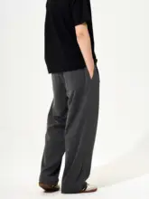 極上の柔らかさの抗皺素材のカジュアルパンツ【ワイドストレート・通勤用・ゆったりしたデザイン】
