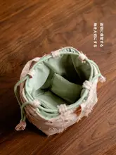 中国風デザインの天竺織りタッセル付きトートバッグ【茶具収納・旅行用】