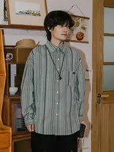 南鶴 メンズストライプ長袖シャツ【秋用・カジュアル・ヴィンテージ風】