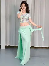 新作の花柄メッシュ腹舞衣【セクシー・コントラストカラー・長袖・踊り用】（セットアップ対応）