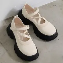 軽量ソフトな厚底マリジェンシューズ【ラウンドトゥ・復古デザイン・履きやすい】