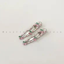 レトロドットチェリーベビークリップ2個セット【ヘアバンド・サイドクリップ用】