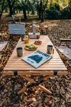 Naturehike 高級折りたたみキャンプテーブル【携帯便利・木製・アウトドア・バーベキュー用】
