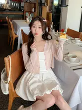 薄手のブルーカーディガン【夏用・ノースリーブトップスに最適・UVカット】