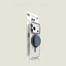 チタン灰色 磁気吸引式スマホスタンド【着脱可能・防落下機能・タブレット/スマホ対応・透明】