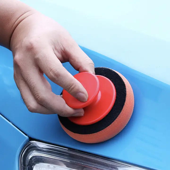 車用ワックス用スポンジ【ハンドル付き・ウールボール・洗車用】