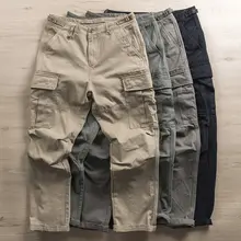 秋冬用の厚手ワークパンツ【純綿・フィット・ストレートシルエット・多ポケットデザイン】