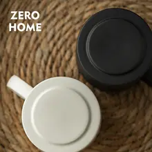 クリーム風陶器の蓋付きマグカップ【オフィス用・ミルクコーヒー・朝食用】