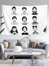 タペストリー ファブリックポスター 壁掛け シンプル 可愛い 人物イラスト 線画 キッズ ボーイズ ガールズ 子供部屋 寝室 寮 インテリア