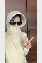 夏用 UVカット 女性用カーディガン【UPF50・アイスシルク・フード付き・イエロー】