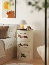 かわいいカートンデザインの子供用ナイトスタンド【クリーム色・コンパクト・収納力抜群】