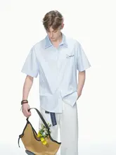ストライプ柄短袖シャツ【カジュアル・メンズ・夏用】（セットアップ対応）
