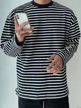 ストライプTシャツ【メンズ・フィット・長袖・コットン製】