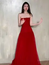 洗練されたデザイン！赤いビスチェスタイルのロングドレス【結婚式・披露宴用・女性用】