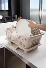 キッチン用プラスチック製洗い物ラック【単層・食器置き・水切り機能】