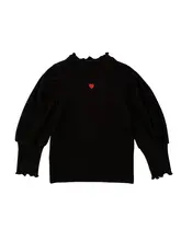 子供用 シンプルデザインのバブル袖ハート柄Tシャツ【春秋用・カジュアル】