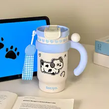 可愛らしい犬のデザインの保温カップ【大容量・オフィス用・ステンレス】