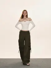 デザイン性のある春用長袖タンクトップ【セクシー・肩出し・フィット感】
