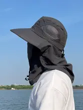 日差しを防ぐアウトドア用サンハット【全顔カバー・ネックガード付き・夏用・大つば】