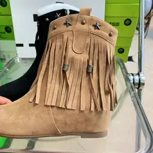 ヴィンテージ風マーチンブーツ【短靴・フリンジ・スタッズ・西部風】