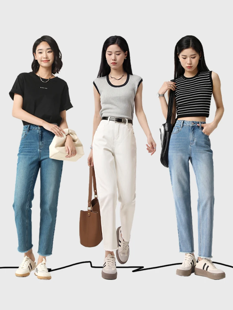 ブラックデニム コーデ | 小柄女性向けストレートデニムパンツのフィット感と色調バランス