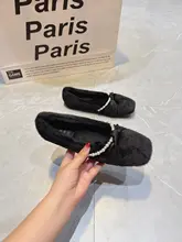 温もりのあるマリージェーンシューズ【加絨・快適なフラット・ビーズ装飾】