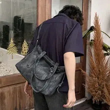 おしゃれなレトロデザインのショルダートートバッグ【ユニセックス・大容量・通勤用】