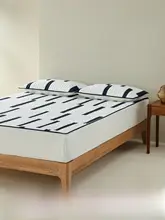 ベッドパッド マットレスパッド コットン100% ストライプ ウォッシュ加工 通気性 キルティング