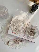 レトロ風 フランススタイル レース円形コースター【刺繍・白・防滑】