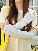 可愛いドット柄日焼け防止アームカバー【夏用・紫外線対策・ゆったりデザイン】（セットアップ対応）
