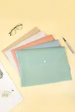 A4ファイルケース クリア モランディカラー 厚手 ボタン留め 大容量 学生用 書類収納 ビジネス オフィス用品