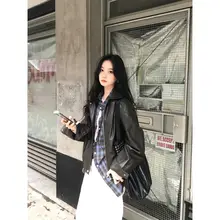 PUレザー製 ブラックジャケット【レディース・アメリカンヴィンテージスタイル・ハイエンド感】