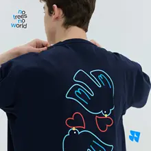 半袖Tシャツ ユニセックス 鳩柄 バードプリント ペア 夏 「warmtrees」