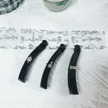 髪の量が少ない方向け 小型ゴールドバナナクリップ【ブラック・基盤銅製・縦クリップ・ポニーテール用】