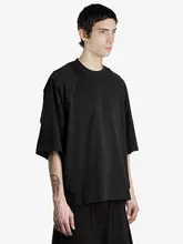 GAOSTUDIOS ブラック 短丈 メンズ Tシャツ【厚手・ルーズフィット・五分袖・レトロスタイル】