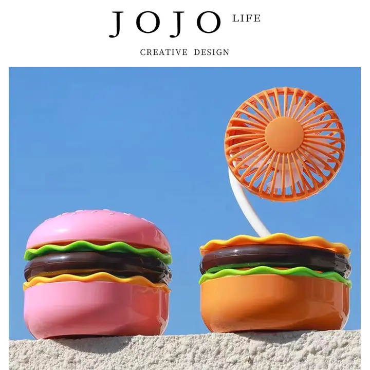 JOJO'S L. PD.Countera. ハンバーガーデザイン USB充電式デスクファン【学生用・可愛い・コンパクト】