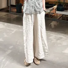 極上の柔らかさのリネン製ストレートパンツ【大きいサイズ・ワイドレッグ】