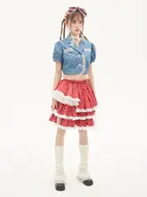 昭和レトロ風の可愛い赤いドットのケーキスカート【甘美な少女ロリータスタイル】
