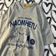 アメリカンレトロキャラクター柄の半袖Tシャツ【ユニセックス・コットン製・ルーズフィット】