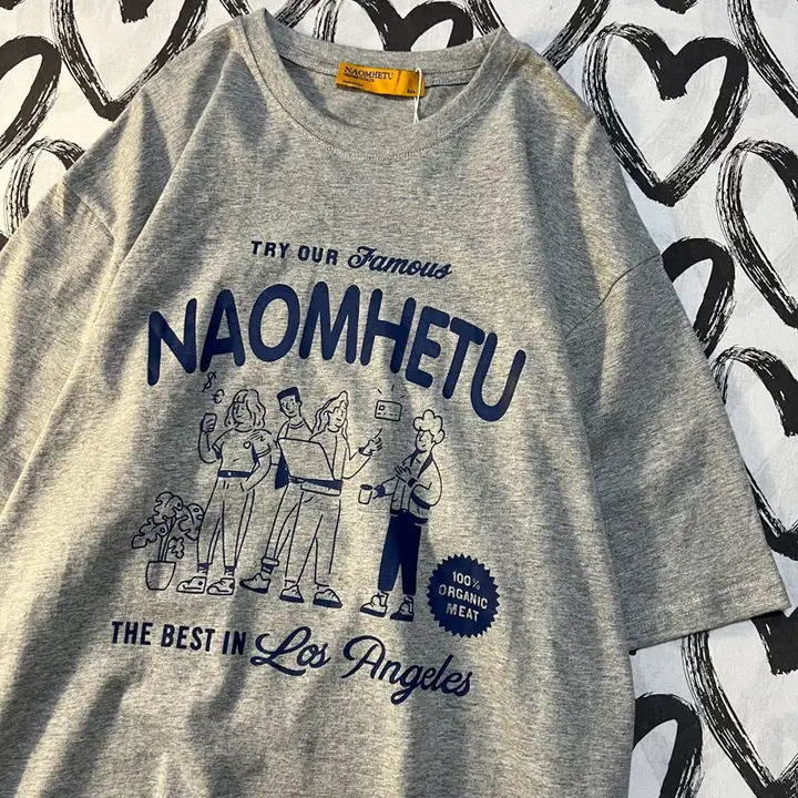 アメリカンレトロキャラクター柄の半袖Tシャツ【ユニセックス・コットン製・ルーズフィット】