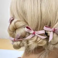 秋冬用シルクベルベットリボンヘアクリップ【ダックビル型・スウィートデザイン】