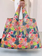 大花柄の折りたたみエコショッピングバッグ【耐久性のあるオックスフォード布・買い物や収納に最適】