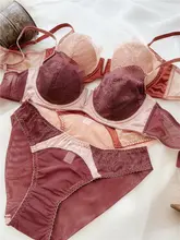 セクシーなレース薄手コットンブラセット【ソフトワイヤー・大きいサイズ・通気性抜群・柔らかい】