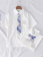 刺繍入りシフォン短袖ブラウス【ホワイト・JK制服スタイル・ベーシックデザイン】